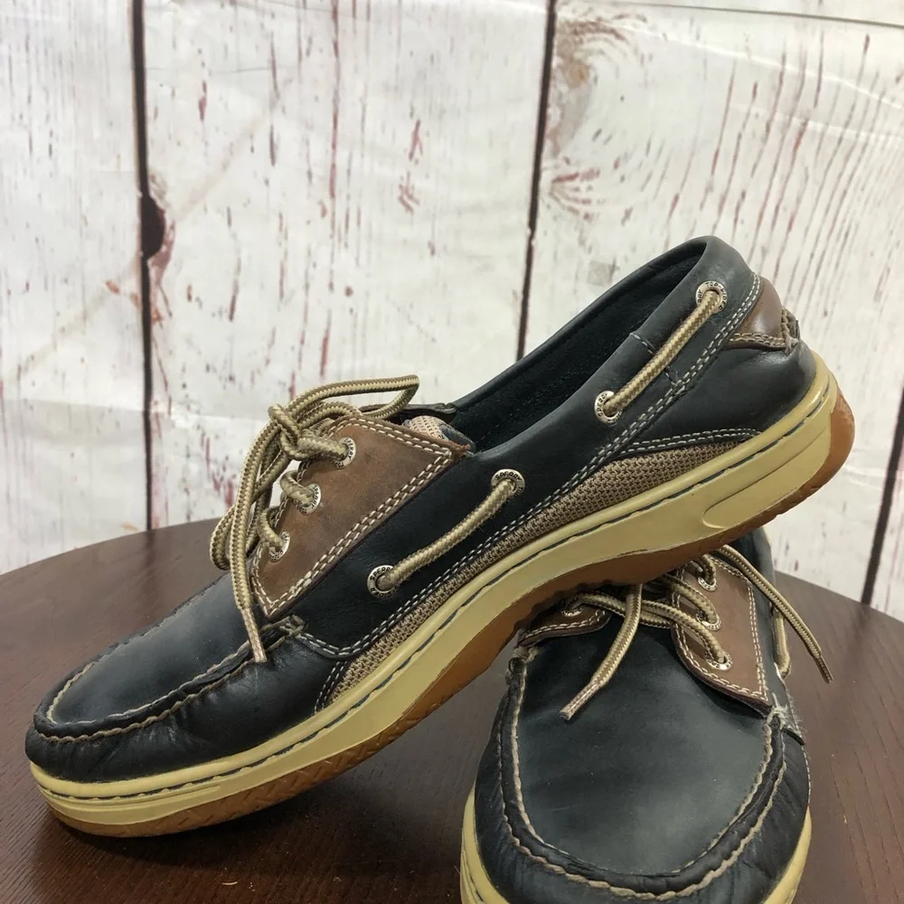 SPERRY TOP SIDER Men's Blue Leather Boat Shoes Classic Lace-Up Deck Style 11